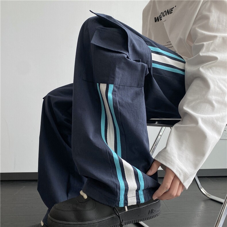 抖音品质秋季新款潮流条纹设计宽松工装裤B315-K24268-特p40控78,男装工装外套,电商B315
