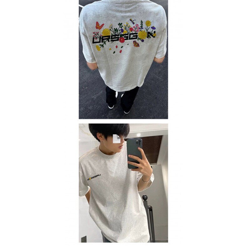 B0696-P35美式潮牌刺绣花卉短袖T恤男女宽松情侣装上衣,男装T恤,星座617A-1（原B318A）