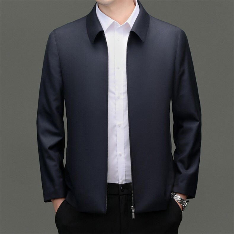 XL-N82207秋冬新款男士夹克翻领商务休闲领导服男装纯色羊毛外套图片