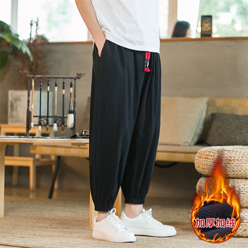 冬季加绒加厚禅修居士服僧侣灯笼裤风亚麻裤休闲长裤TP35,男装卫衣,星座225-1
