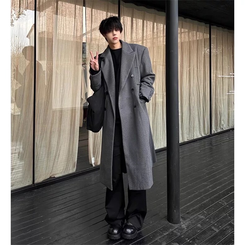 网图毛呢大衣男中长款过膝呢子外套DY13-P128控168，男装毛呢大衣，星座403（原603-1）