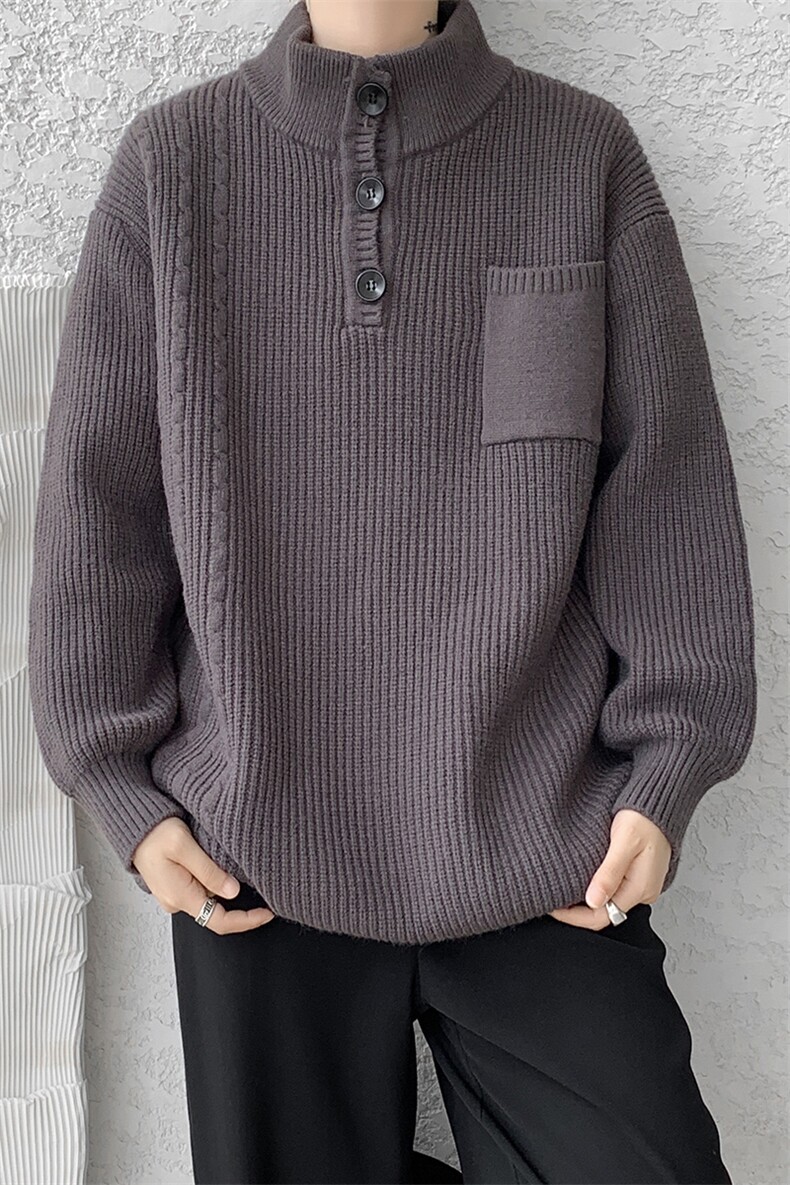 8XL-M特大码冬季立领毛衣纽扣高级设计感情侣?袖毛衫MY1208P65,男装针织衫/毛衣,电商D206-1