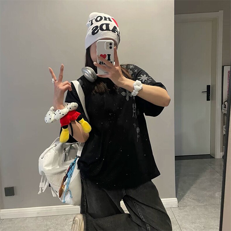 万针全刺绣工艺抖音得物高品质260克重磅纯棉双纱美式高街短袖T恤图片