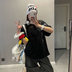 万针全刺绣工艺抖音得物高品质260克重磅纯棉双纱美式高街短袖T恤图片