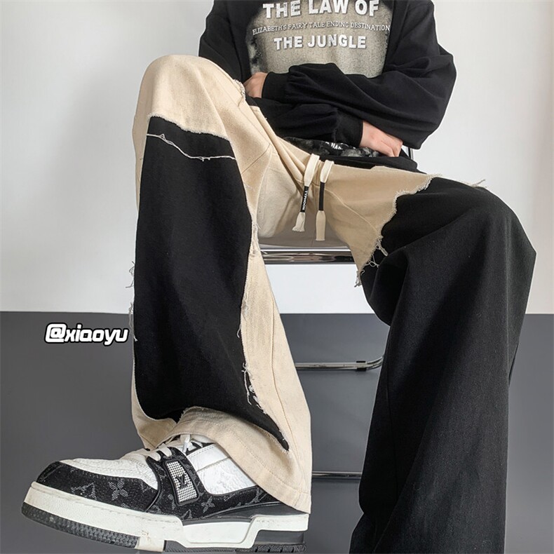 XZ616秋季新款工装裤宽松直筒拼接撞色休闲长裤TY923特P35控68,男装休闲裤,星座512A（原616）