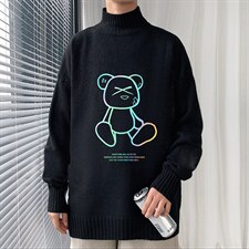 M18139-P45 加绒款-P65半高领毛衣男士大码针织衫男毛线衣男图片