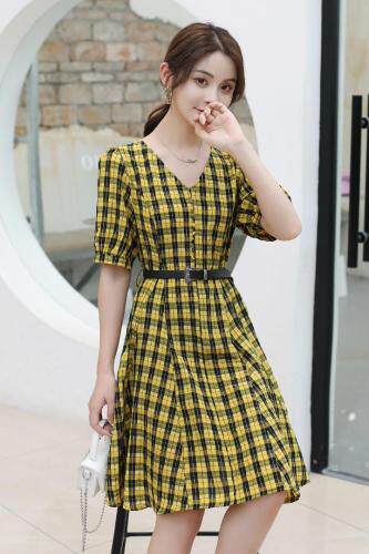 《现货》夏季新款韩版格子连衣裙，女装连衣裙，宫廷韵色