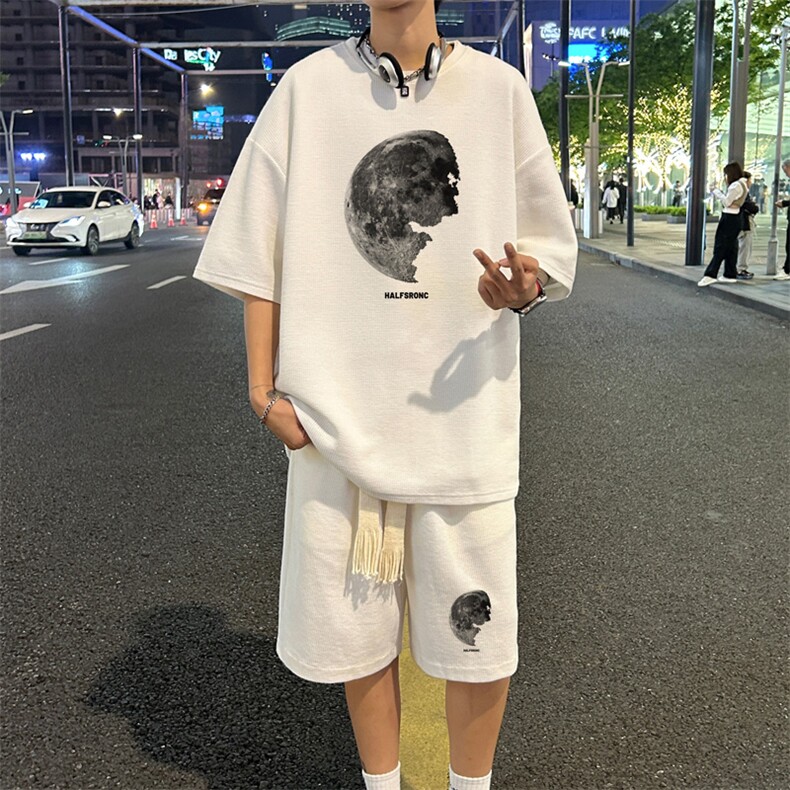 套装！华夫格套装短袖T恤短裤男 HTZ532-特p：38图片