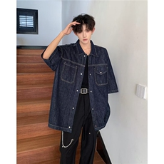 文艺青春流行潮ins潮流衬衫新款百搭标准夏季男时尚五分袖，男装衬衫，星座716-4