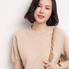 圆领衫秋冬宽松短款毛衣长袖内搭打底衫，女装羊毛衫，五色羊羊绒
