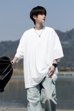 8XL-M特大码短T恤泡泡袖肌理感冰丝短袖衬衫上衣五分袖DX322P25，男装T恤，电商D206-1