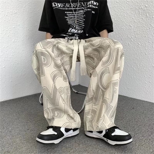 休闲裤男夏季新款港风运动直筒裤宽松高街拖地裤子潮k70733-p38图片
