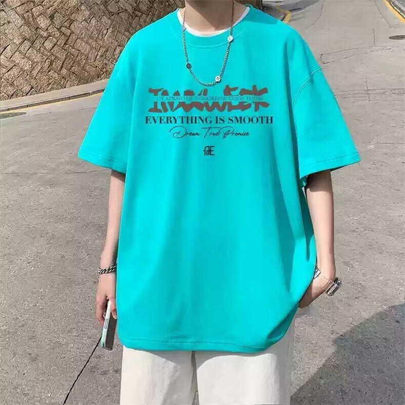 字母纯棉短袖t恤男2025新款宽松ins潮牌青少年帅气百搭五分袖夏季,男装T恤,星座218-1（原230）