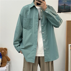 纯色衬衫男长袖宽松港风百搭春秋衬衣外套上衣CS28P45，男装衬衫，电商D325