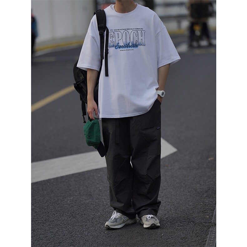 抖音供货260克重磅纯棉宽松大码印花短袖T恤A158-T91-P28控48,男装T恤,电商A158