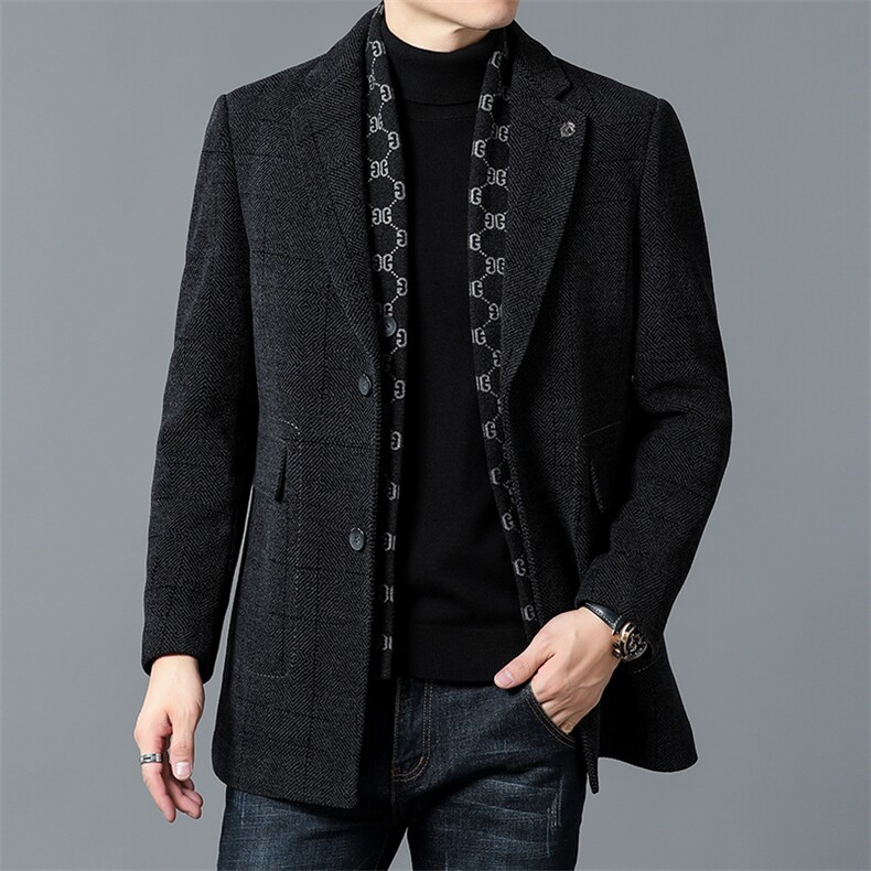 DZ93366钱塘2020-3时尚休闲简约百搭中年男士冬季厚款西服P335图片