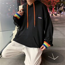 港风休闲卫衣连帽男字母印花韩版潮2024秋装新款A161-2-Y753-P35，男装卫衣，电商A161-2