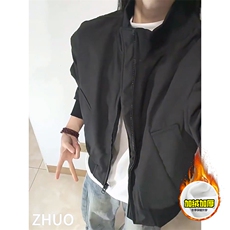 现货冬季美拉德立领飞行夹克廓形高街棒球服加棉加厚棉衣外套，男装夹克，电商A486-1