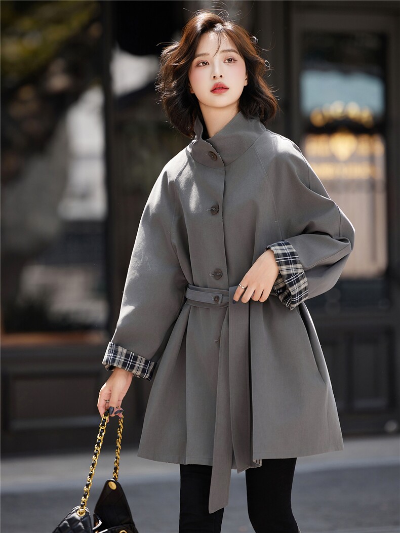 2025新款秋装时尚潮流百搭短款风衣,女装风衣,姿萝菲