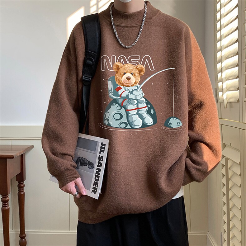 控68半高领毛衣男士大码针织衫男毛线衣男 M18251-P45 加绒款-P65图片