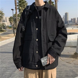 Y8017牛仔外套男韩版潮流口袋工装夹克港风宽松百搭褂子图片