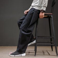 DK89*2021春秋国风男休闲裤国潮棉麻长裤大码飘带裤酒红*P75，男装休闲裤，星座1516（原B303）