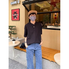 百搭夏季新款男士短袖t恤休闲时尚宽松纯色简约男半袖ins，男装T恤，星座506A