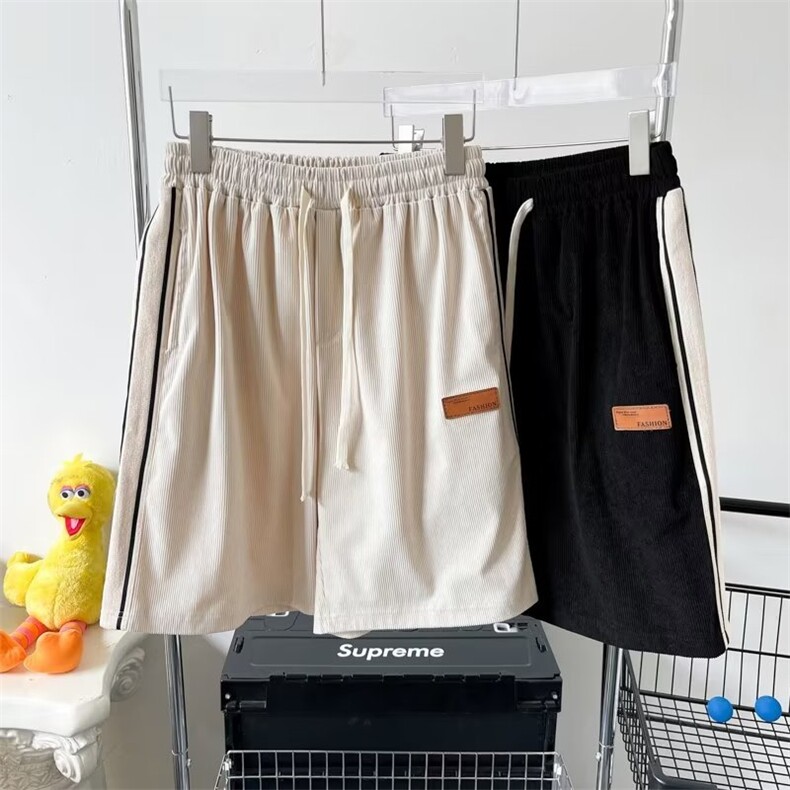 休闲短裤男韩版潮高街帅条纹拼色2026夏季新款ins五分裤K3602-P35,男装牛仔裤,星座412