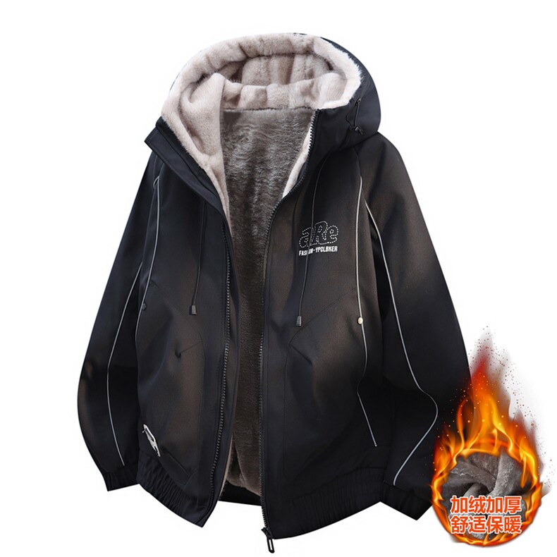 网红座山雕加绒加厚棉衣外套新款情侣连帽夹克A436-2539-P95,男装夹克,电商A436