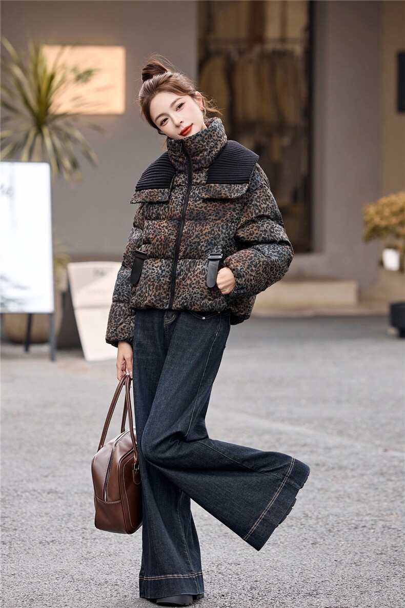 冬季新款女装2025年时尚气质优雅大方豹纹棉服,女装棉衣/棉服,魅影