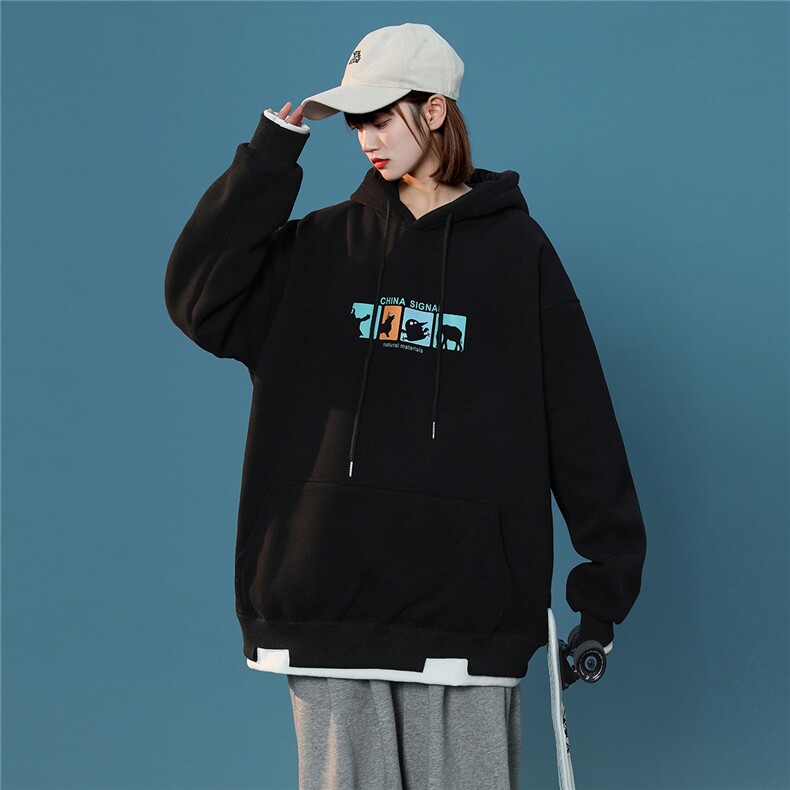 2026春季新款假两件韩版中性连帽百搭宽松卫衣女A422-1-WY002-P65,男装卫衣,电商A422-1