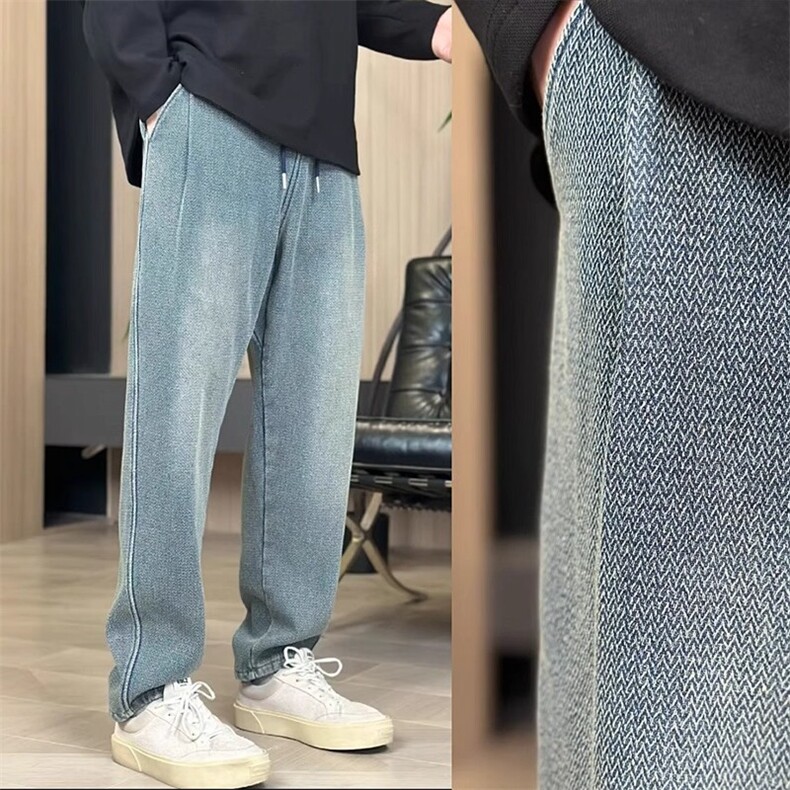 1506-1/KN6681/P46浅蓝色牛仔裤男生痞帅潮流哈伦裤水洗百搭宽松,男装牛仔裤,星座1506-1