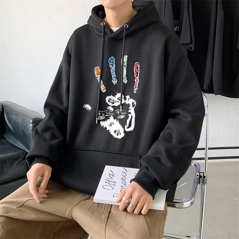L2461P48秋装2023新款潮趣印花学生潮流男女情侣连帽卫衣图片