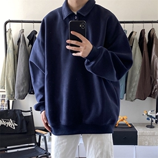 抖音得物高品质二开25秋冬美式高街结构设计POLO翻领卫衣外套W77，男装卫衣，电商A486-1
