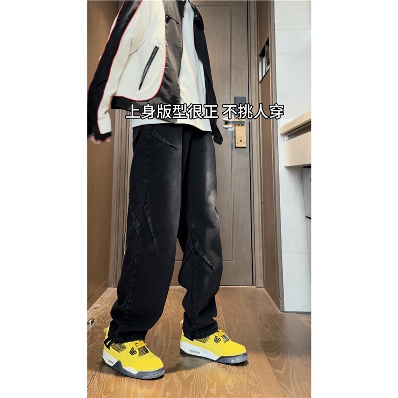 2024秋冬新款美式高街水洗复古褶皱牛仔裤B315-K23525-P65控78,男装牛仔裤,电商B315