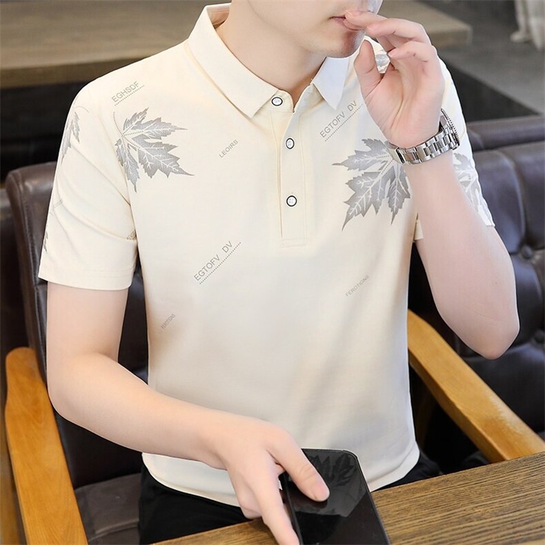 84024-P35短袖t恤男衫夏季商务休闲翻领薄款印花打底衫,男装T恤,电商D310B