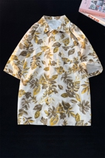 满印碎花衬衫短袖大码复古花卉衬衫夏威夷冰丝沙滩衬衣DC5016/P35，男装衬衫，电商B238