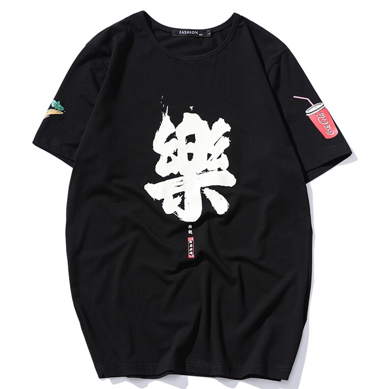 2021夏季新日系麒麟风大码男圆领印花宽松休闲T恤短袖T03-特p25,男装T恤,电商A001