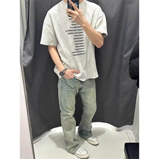 潮牌oversize印花短袖T恤男女新款美式宽松情侣体恤夏LW1400-p31，男装T恤，星座1008
