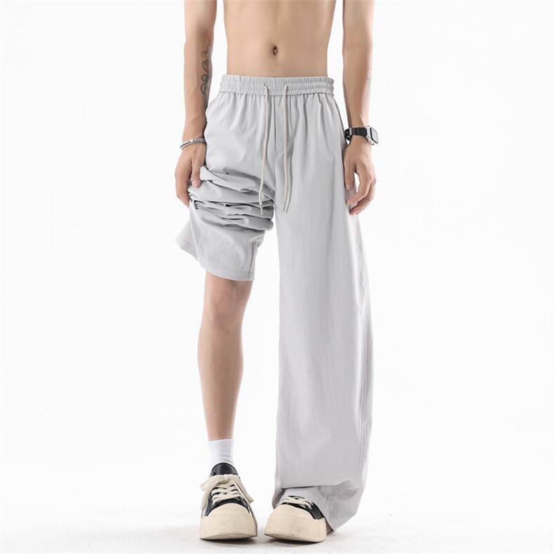 现货夏季新款休闲裤男宽松冰丝裤纯色弯刀裤K3515-P45控68,男装休闲裤,星座209-2