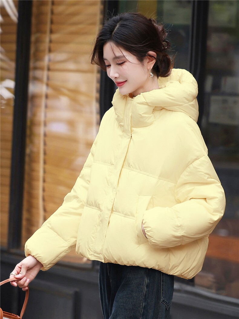 短款连帽羽绒服女2025年冬季新款小个子加厚保暖面包服白鸭绒外套,女装羽绒服,浙宝029