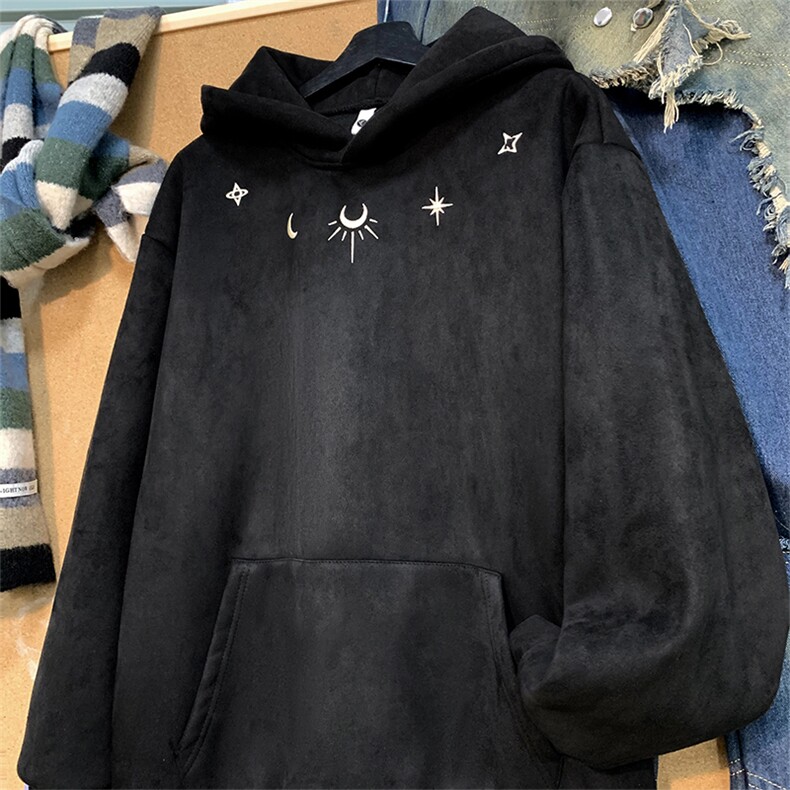 加绒麂皮绒DC5313-TP65控价88冬季新款时尚刺绣卫衣保暖连帽上衣,男装卫衣,电商A102-1