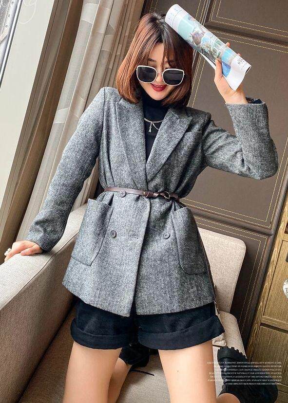 【现货】新款2021冬装新款呢料外套，其它，百媚丽人