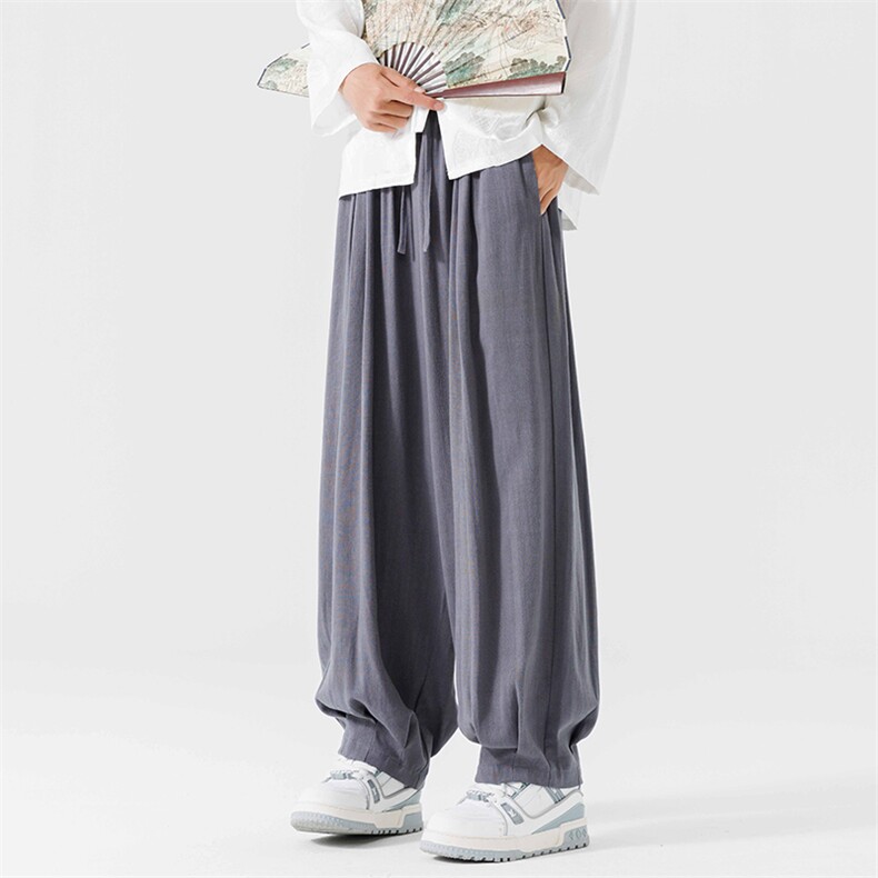 2024现货秋季新款亚麻日系原宿风新中式长裤ZK62-P70控98,男装休闲裤,电商A021