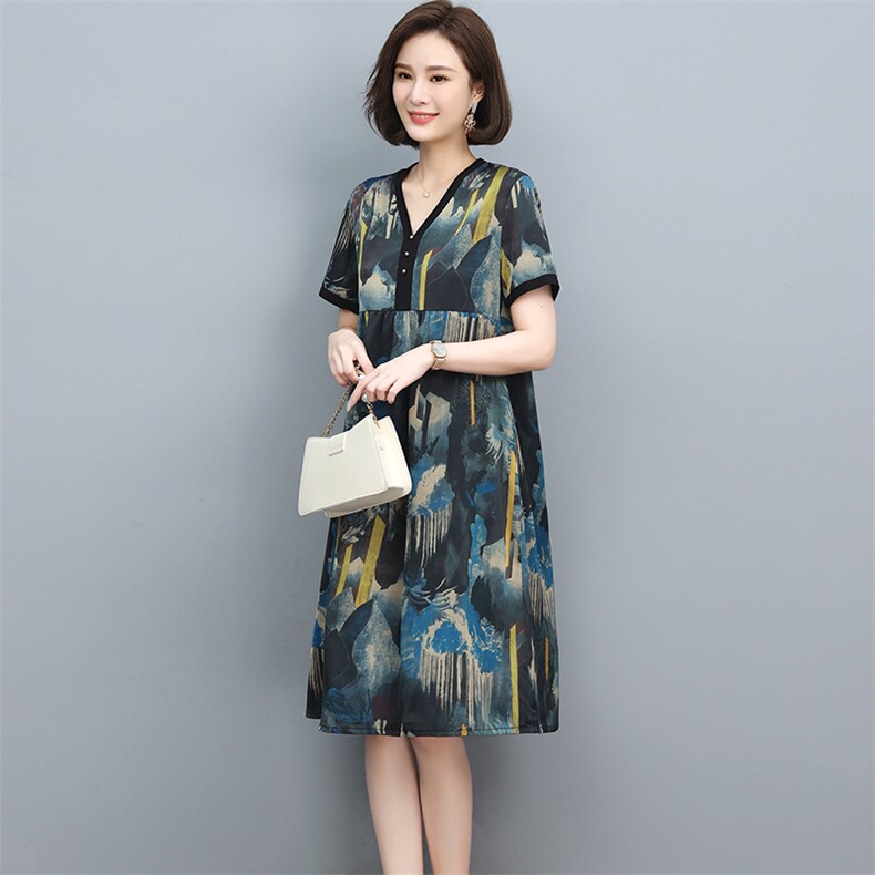 2022夏季新款时尚气质优雅显瘦休闲舒适连衣裙,女装连衣裙,忆绮罗