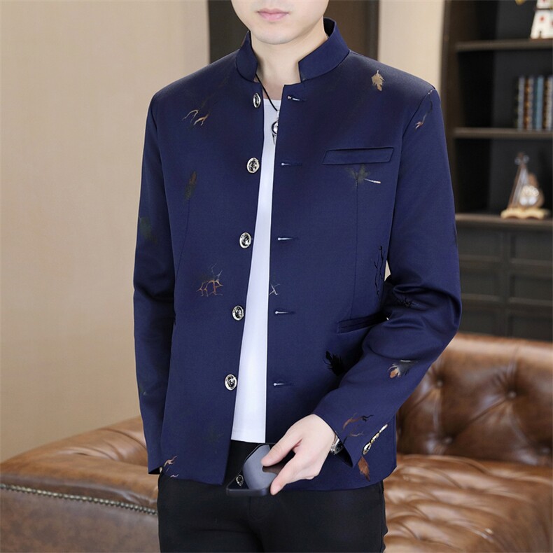 XF508-P80男士印花小西装男韩版修身立领中山装休闲西服薄款,男装西服,星座507A（原星座306B-2）