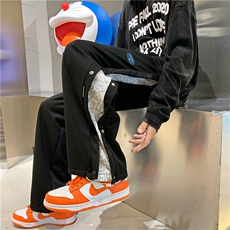 A161-2-G2470-P35秋冬新款男直筒阔腿裤排扣宽松休闲抽绳束脚裤，男装休闲裤，电商A161-2