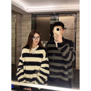 [005] 宽条纹POLO领毛衣男毛衣撞色针织衫A079-M7607-P54图片