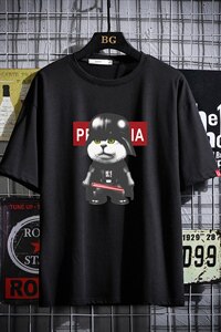 2021夏季新网格挂拍日系大码男已注册卡通印花短袖T恤T1072-P25图片