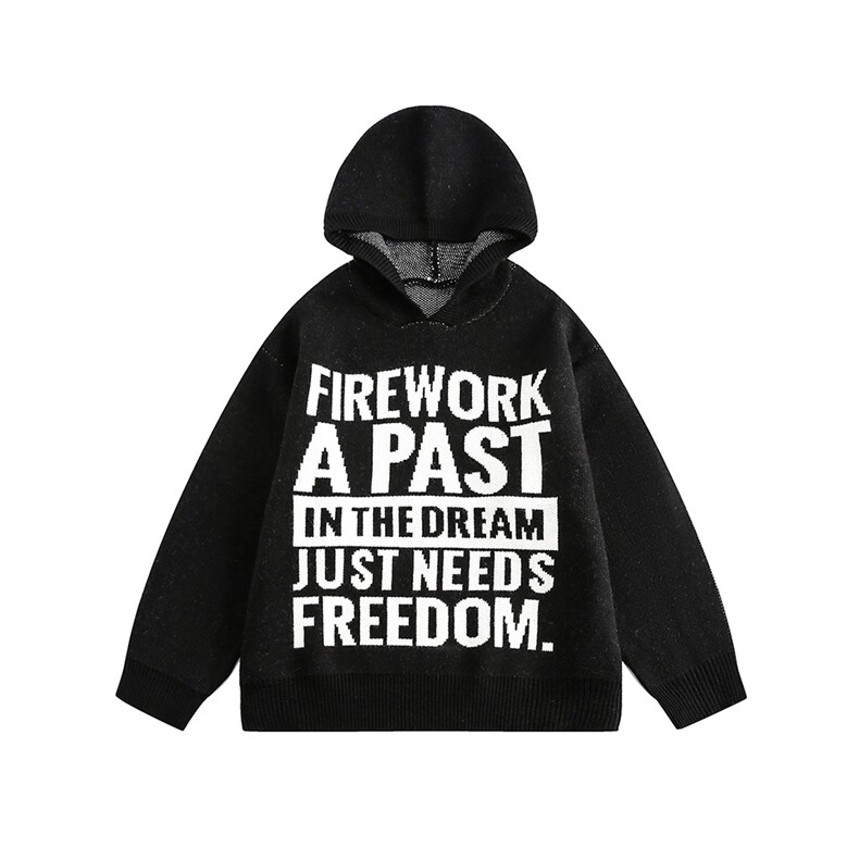 满印字母提花连帽毛衣-5710-138,男装针织衫/毛衣,电商S012（CATTEE）